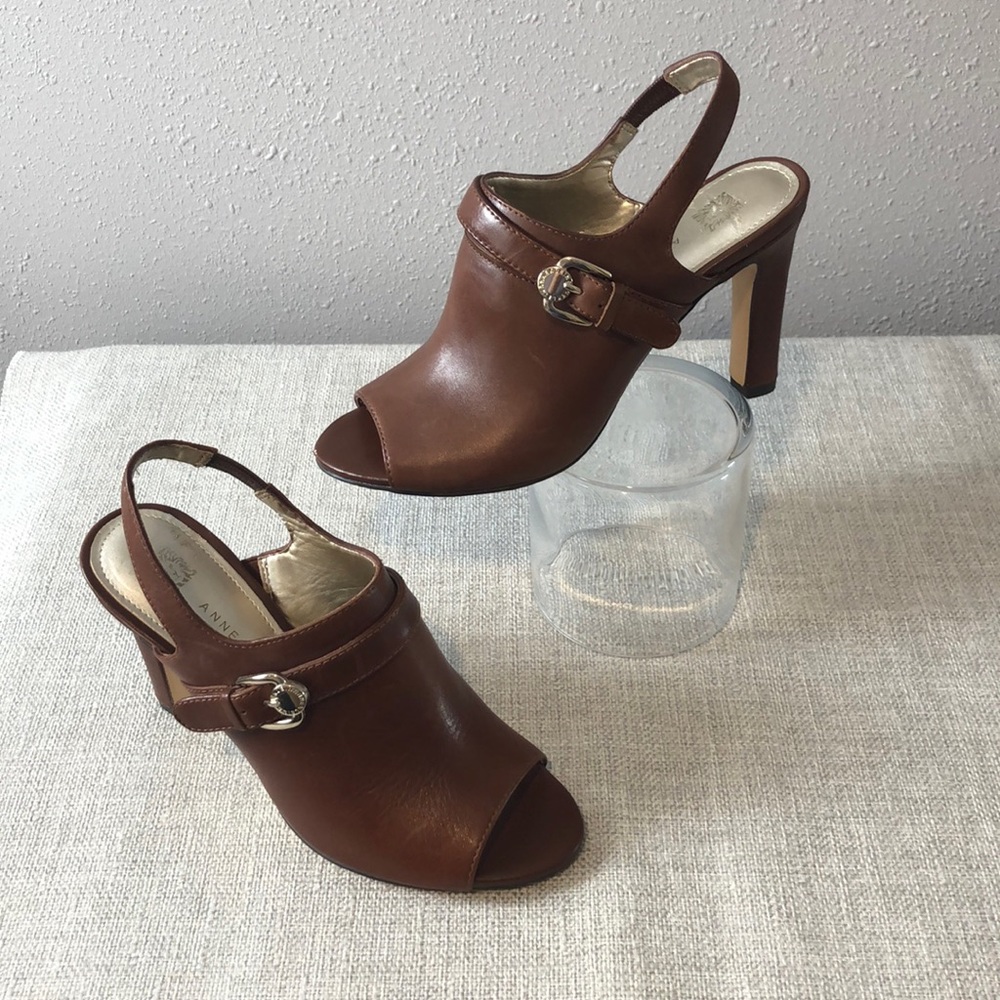Anne Klein mules leather w/ back strap size 6.5
